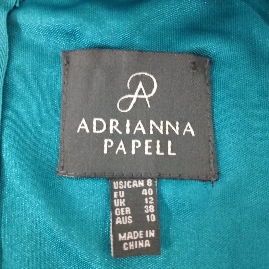 NWT Adrianna Papell Turquoise Crisscross Shutter Pleat Cocktail dress Size 8