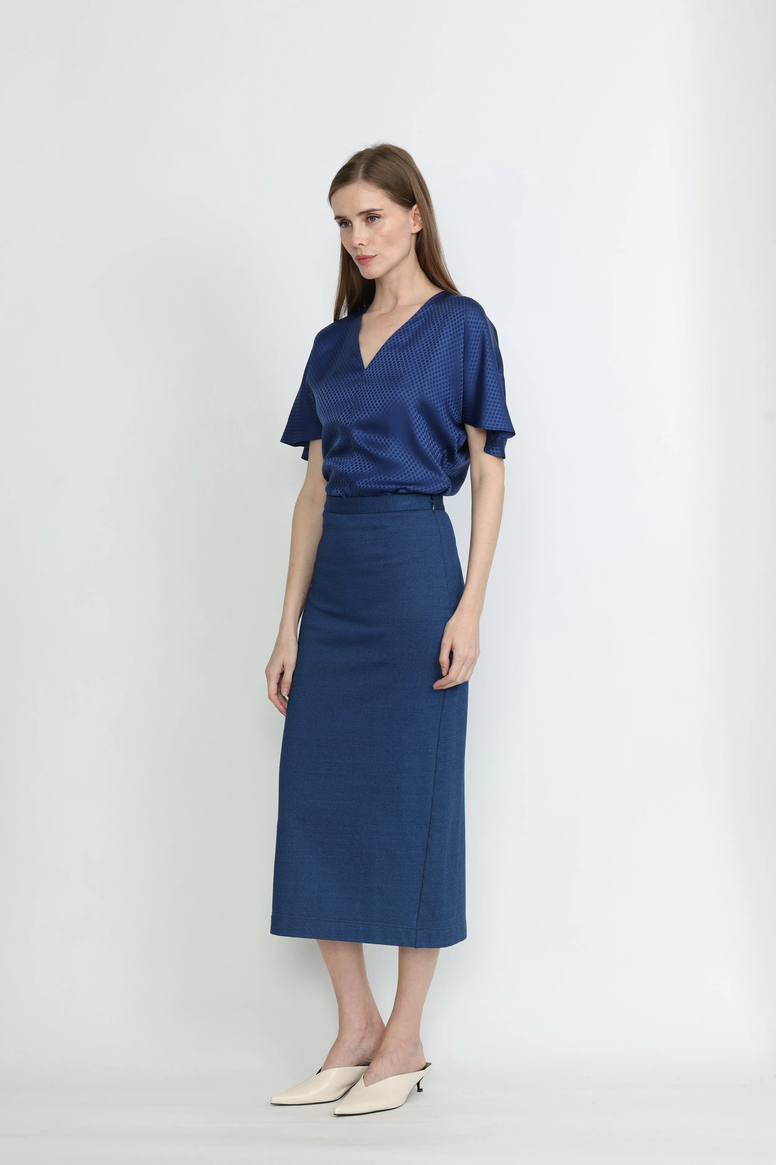 Nyon Skirt - Jersey skirt in denim blue