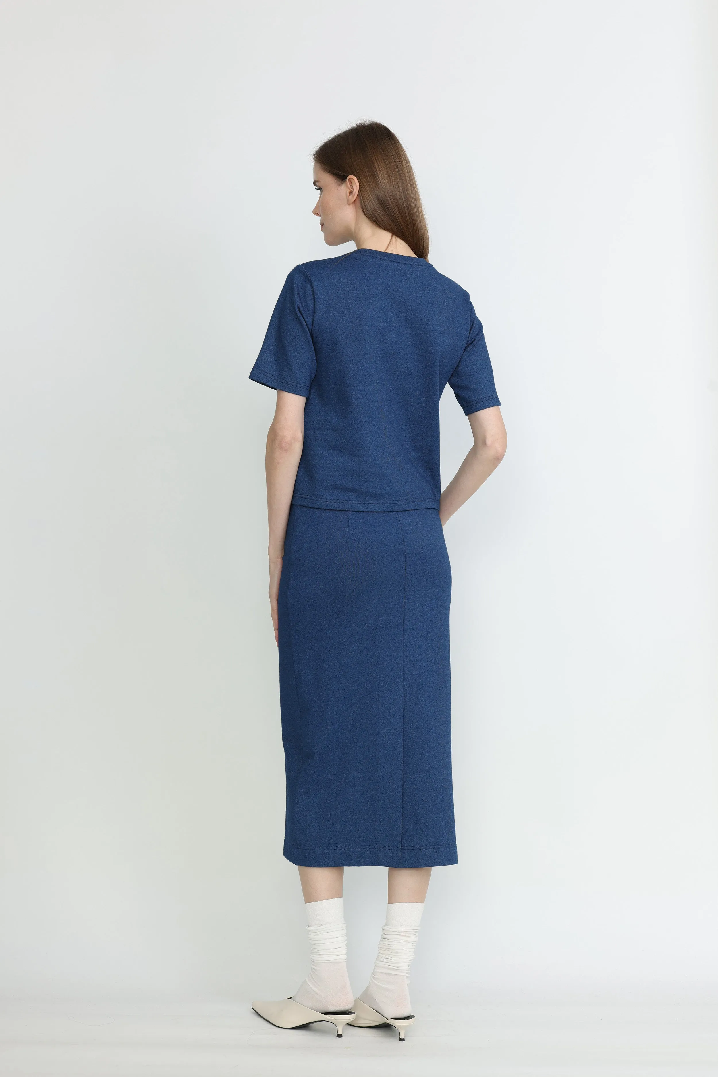 Nyon Skirt - Jersey skirt in denim blue