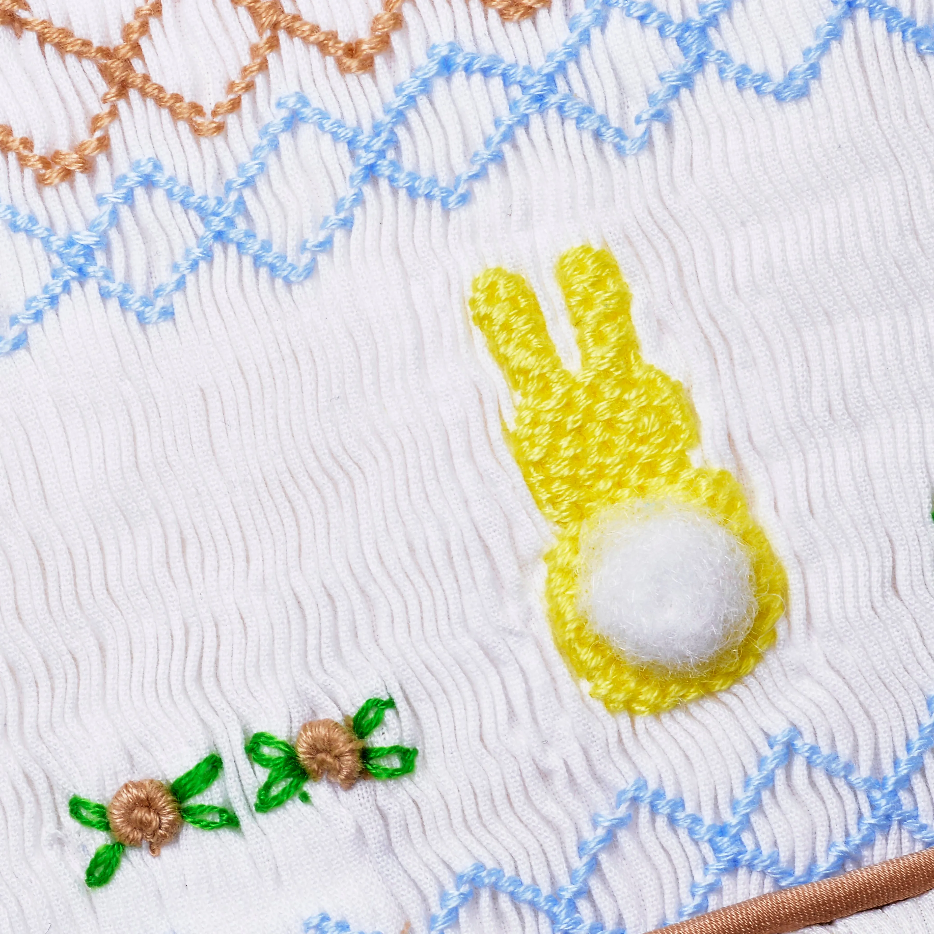Ocean Baby Girls Cream/Pale Lemon Smocked Bunny Themed Pyjamas (3M-6Yrs) Pjs