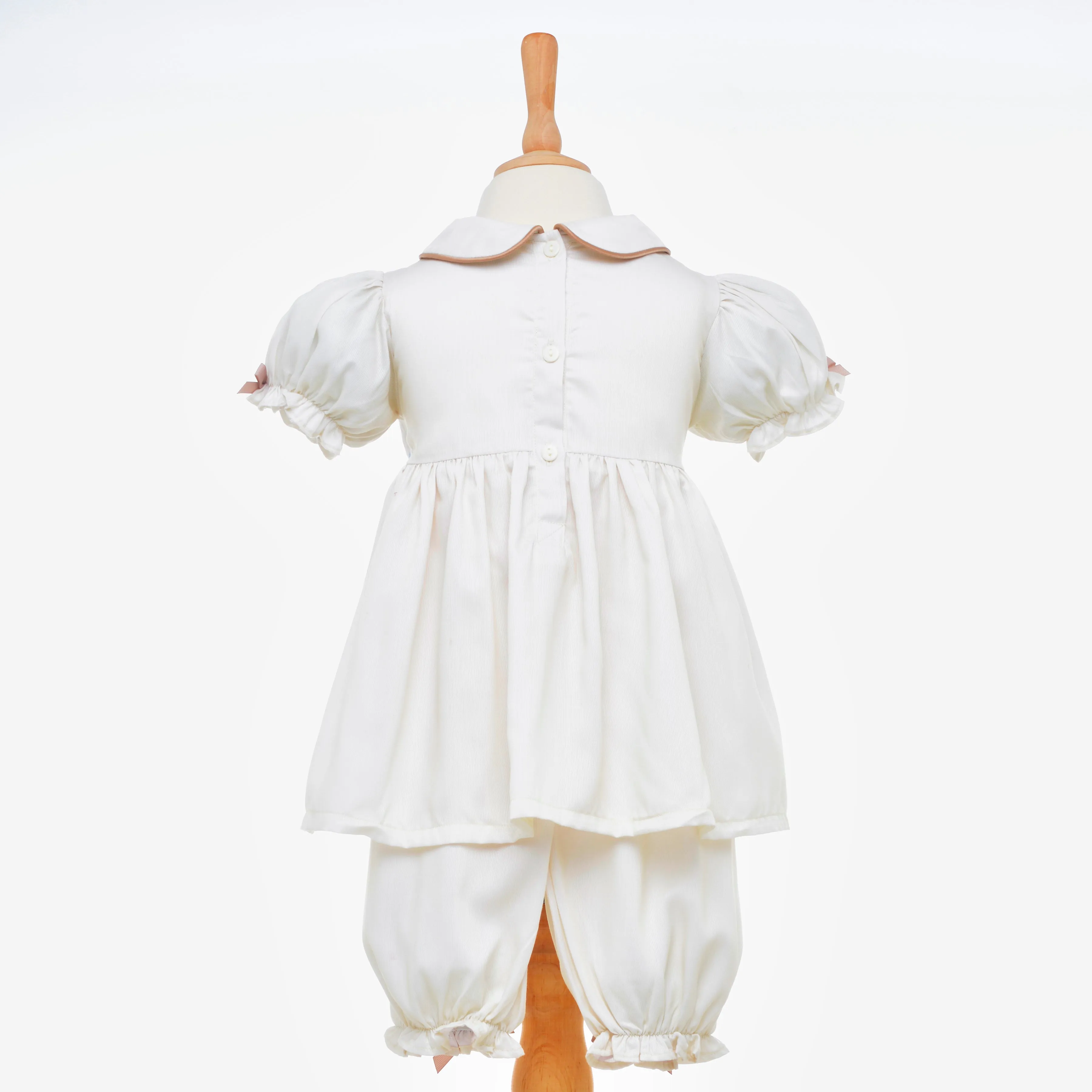 Ocean Baby Girls Cream/Pale Lemon Smocked Bunny Themed Pyjamas (3M-6Yrs) Pjs