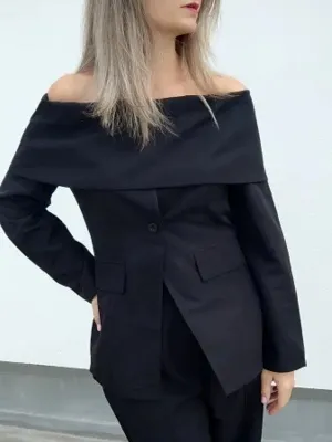 Off Shoulder Long Sleeve Solid Suit Top