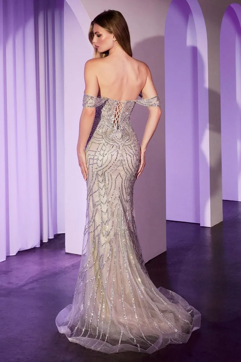 Off The Shoulder Crystal Embellished Gown (CC0689)