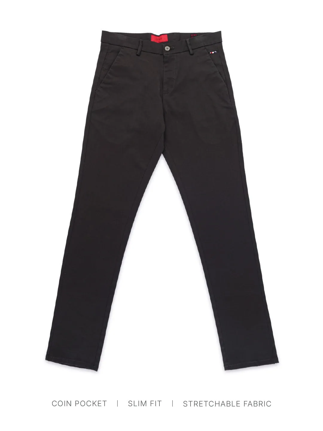 Olive Plain Cotton Stretch Trousers