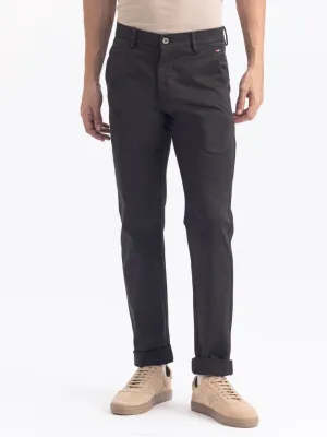 Olive Plain Cotton Stretch Trousers