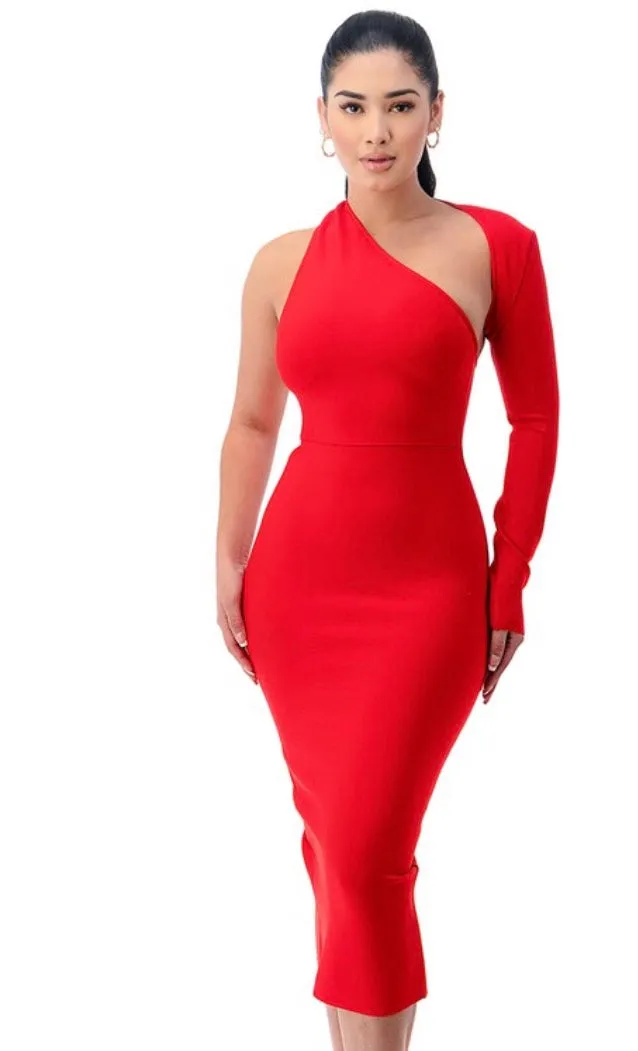 One Sleeve Bandage Dress