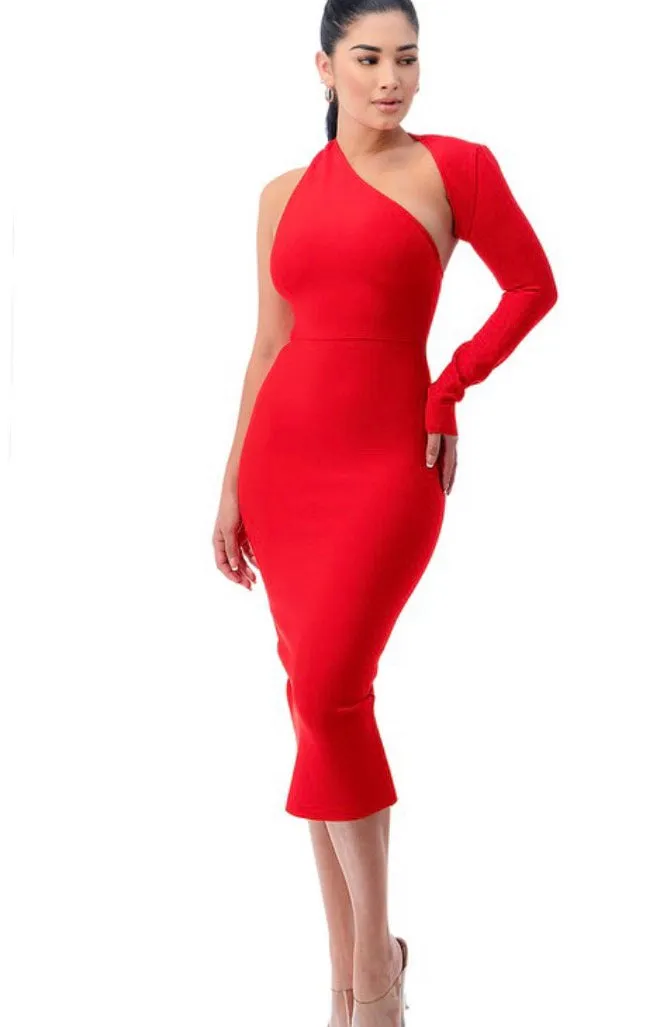 One Sleeve Bandage Dress