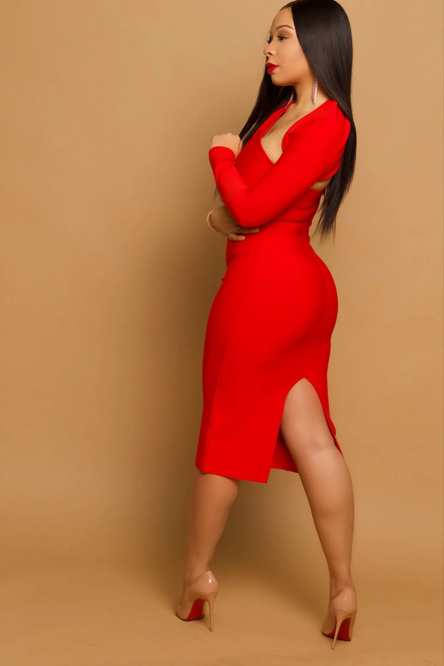 One Sleeve Bandage Dress