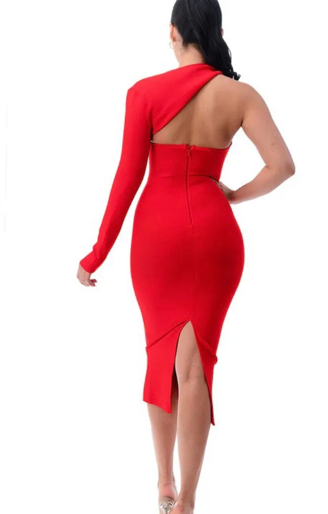 One Sleeve Bandage Dress