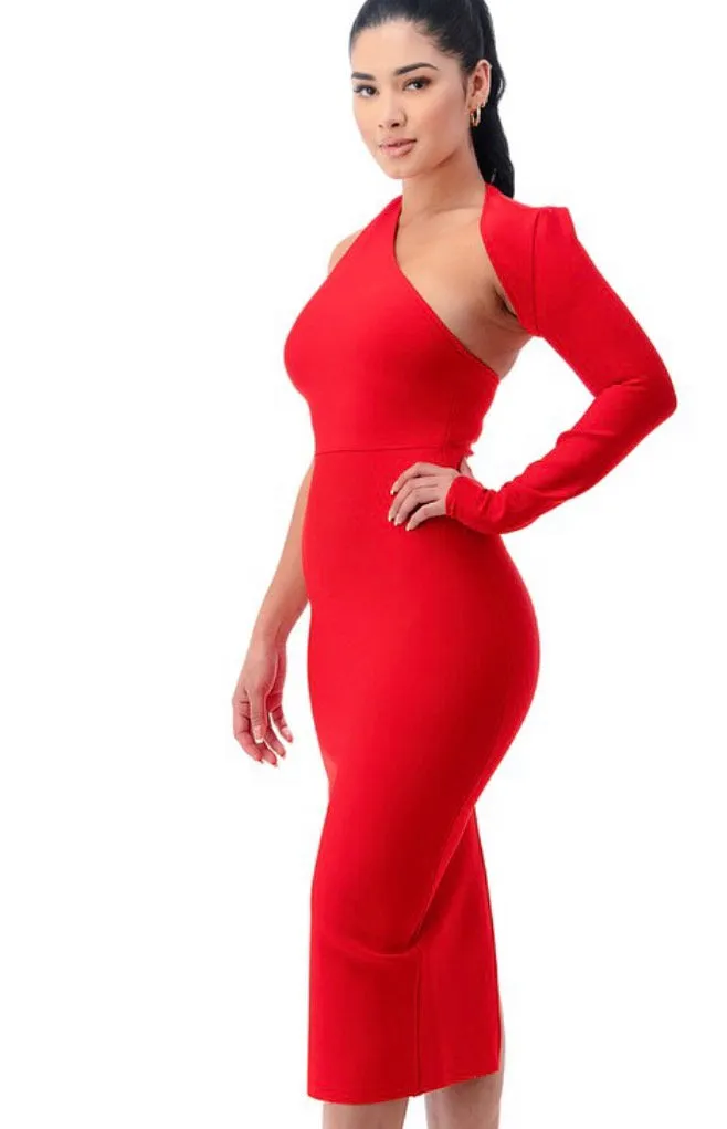 One Sleeve Bandage Dress