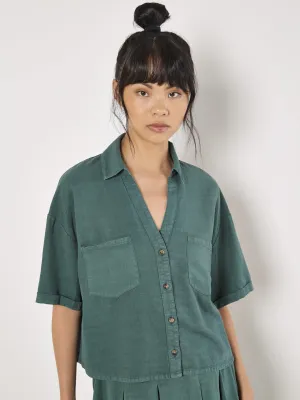 Open Collar Slub Shirt