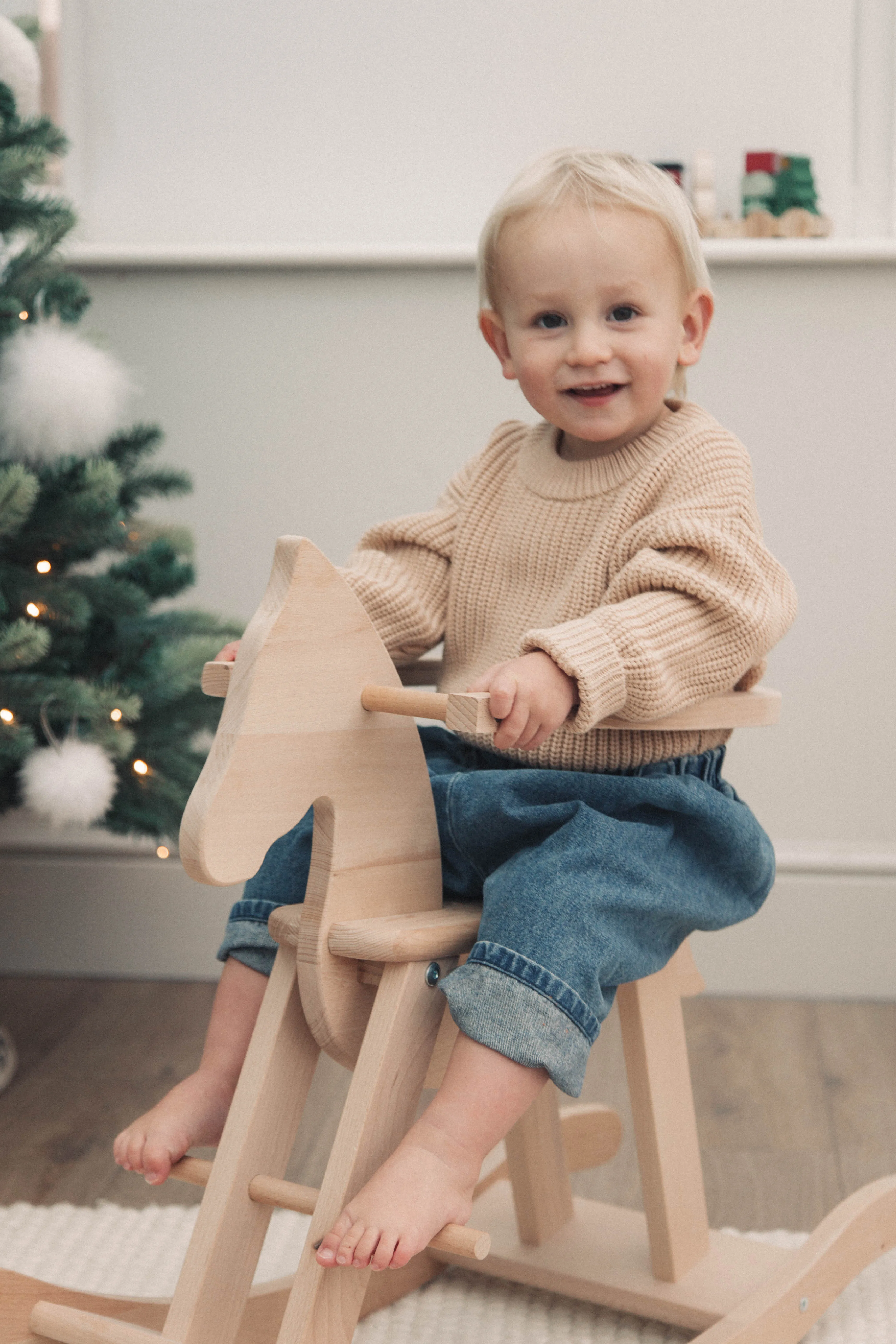 Organic Cotton Chunky Knit Romper in Beige