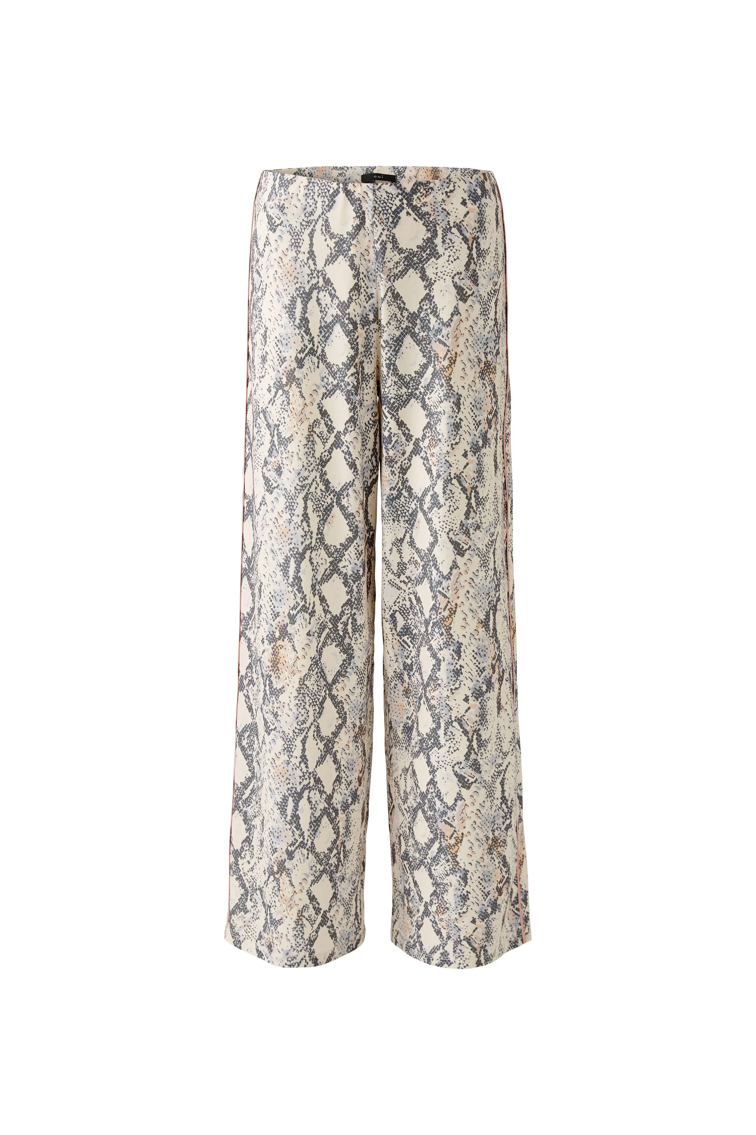 Oui Marlene Silky Animal Print Wide Leg Trousers