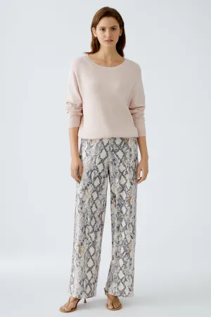 Oui Marlene Silky Animal Print Wide Leg Trousers