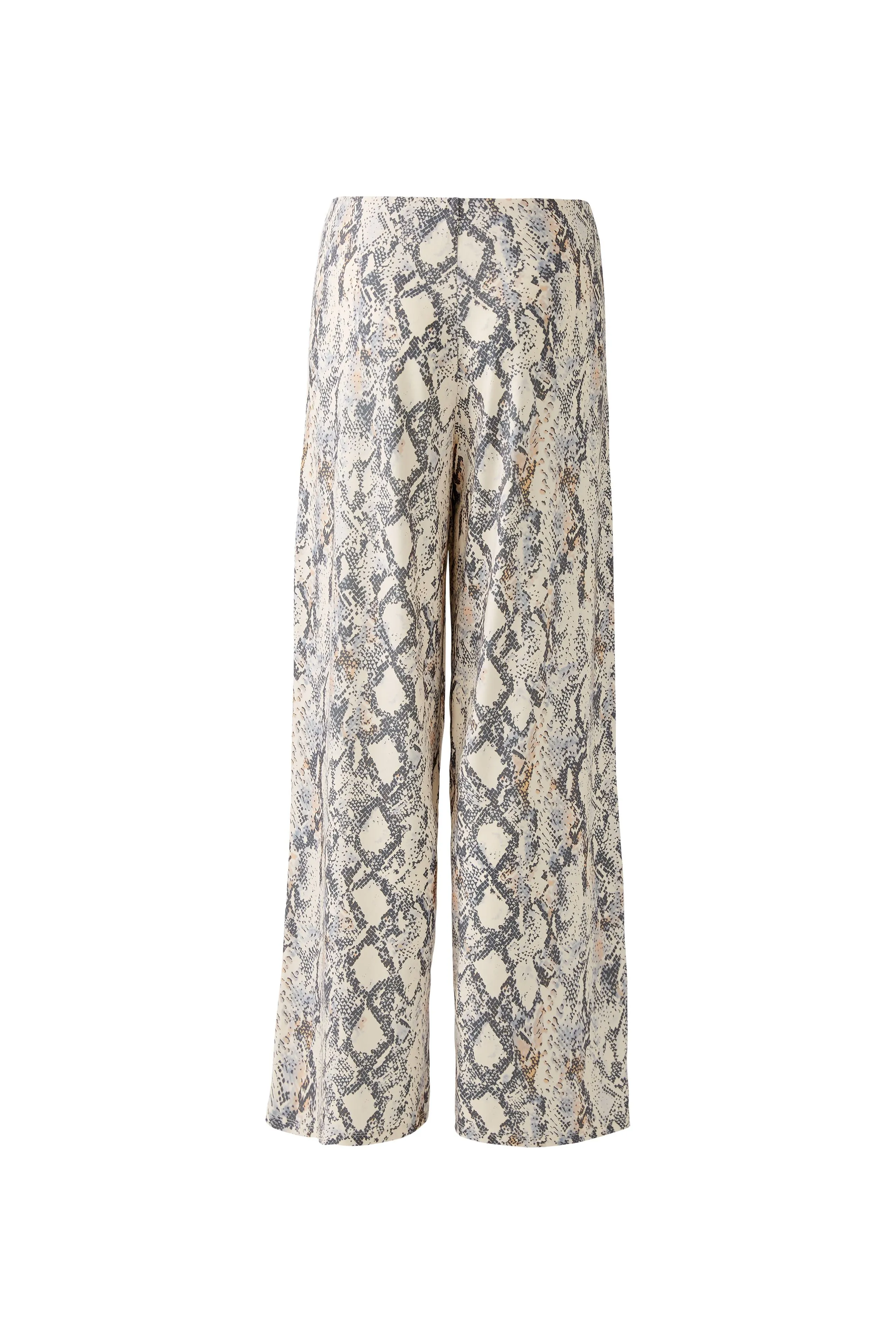 Oui Marlene Silky Animal Print Wide Leg Trousers