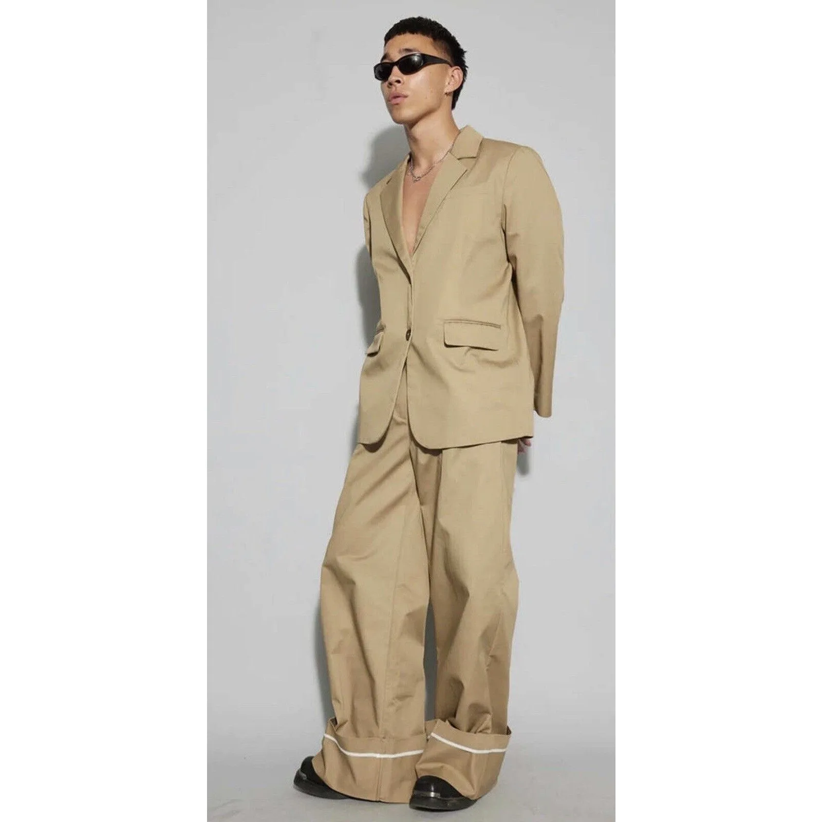 Oval Square Women's Riots Wide Leg Trousers - Khaki Kelp, Size Large