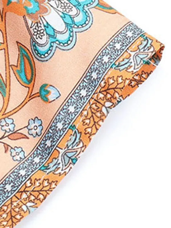 Paisley Print Boho Wrap Dress with Flutter Sleeves