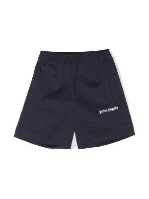 PALM ANGELS KIDS Track PA Logo Shorts Navy Blue