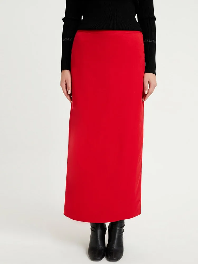 Pencil Skirt Women Long Length  Muslim Fashion Closed Slit High Quality
