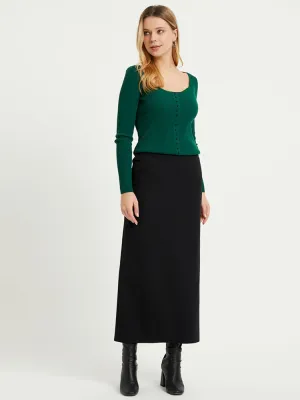 Pencil Skirt Women Long Length  Muslim Fashion Closed Slit High Quality