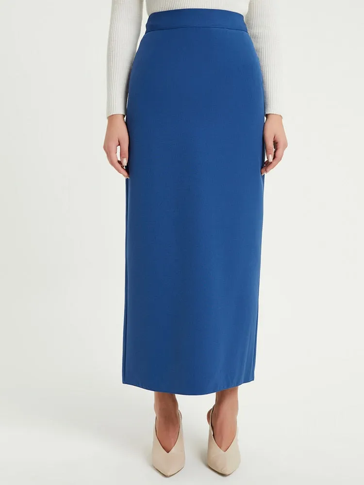 Pencil Skirt Women Long Length  Muslim Fashion Closed Slit High Quality