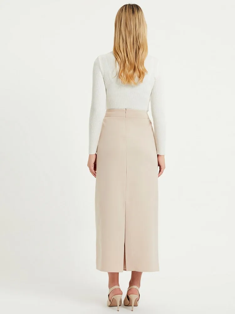 Pencil Skirt Women Long Length  Muslim Fashion Closed Slit High Quality