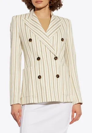 Pensile Slim-Fit Blazer in Striped Linen-Blend