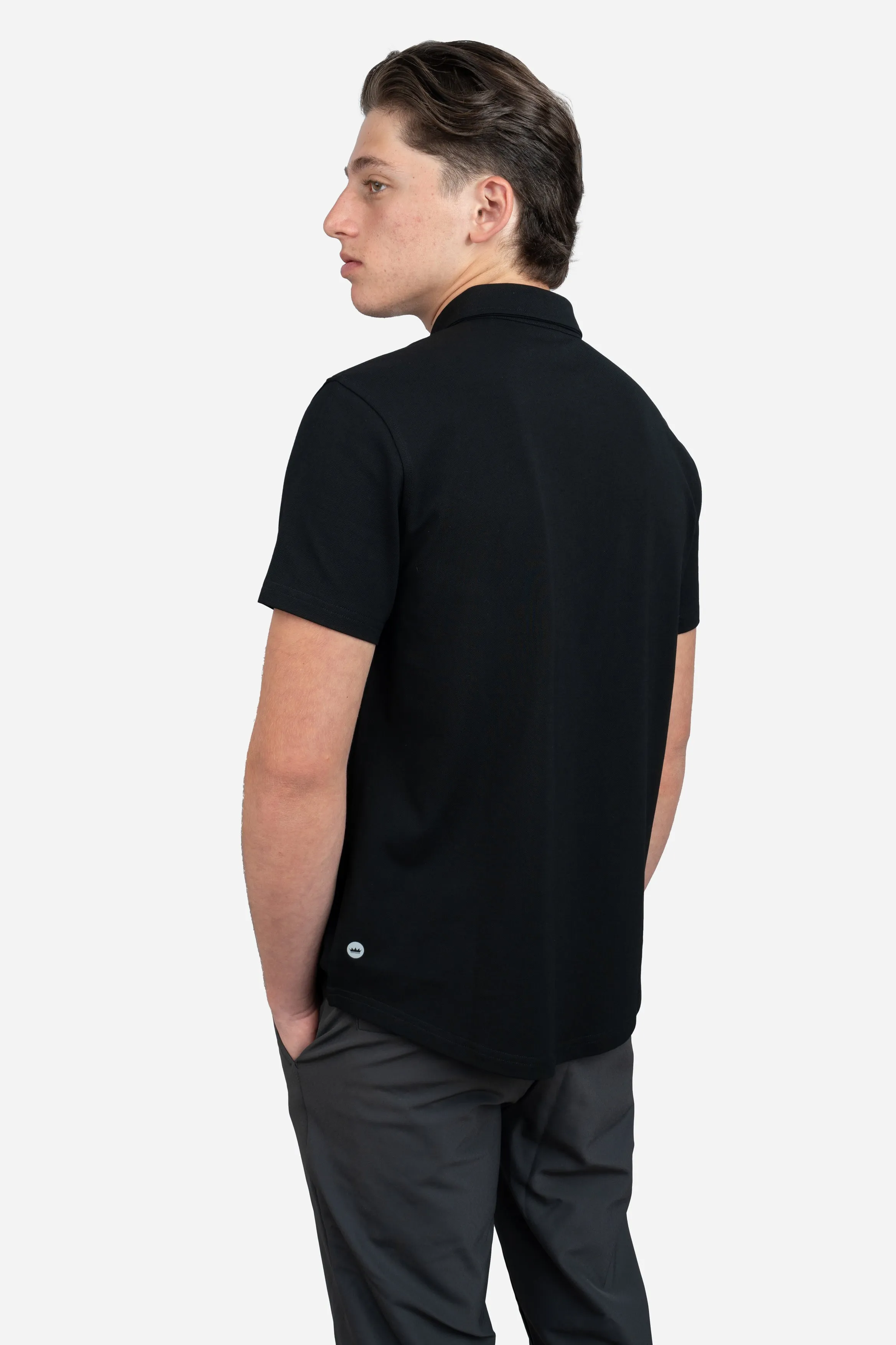 Performance Pique Short Sleeve Button Down Shirt Black