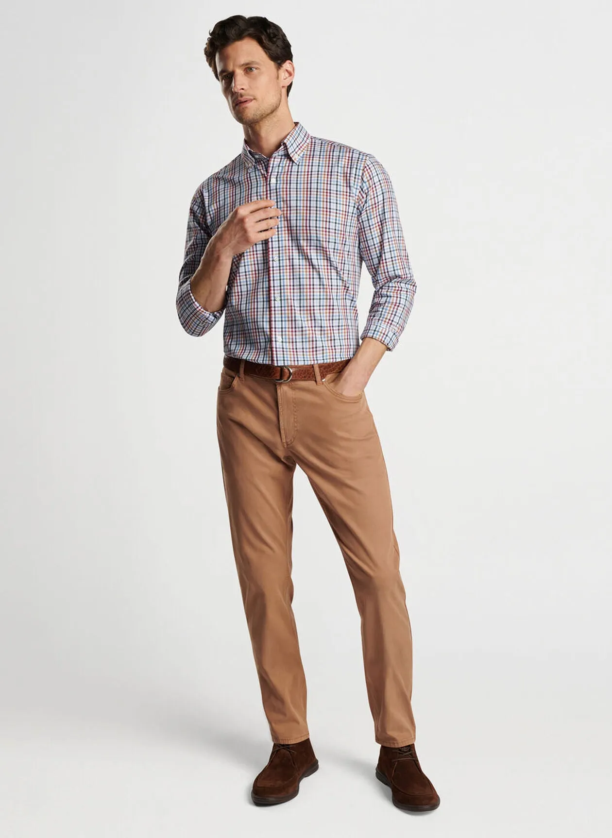 Peter Millar Mens Tailored Fit Wayfare Five-Pocket Trouser - TAWNY