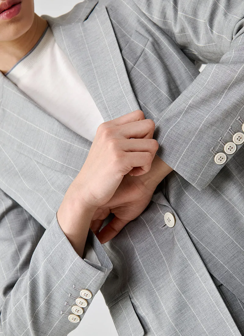 Pinstripe 1 Button Blazer