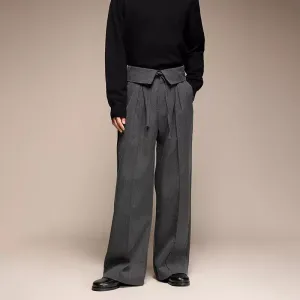 Pinstripe Wide-Leg Trousers