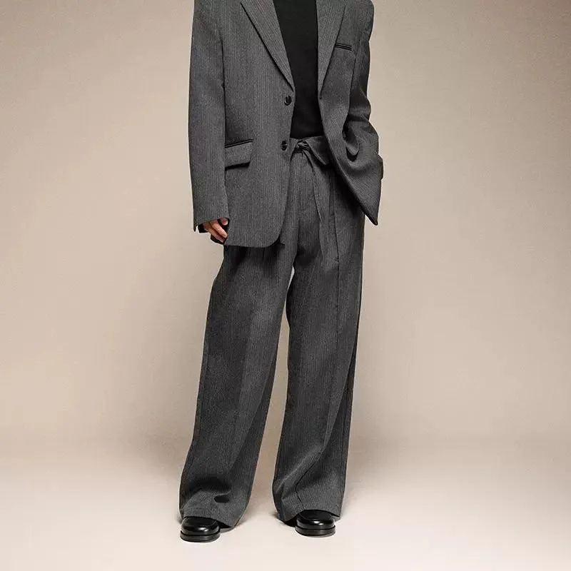 Pinstripe Wide-Leg Trousers