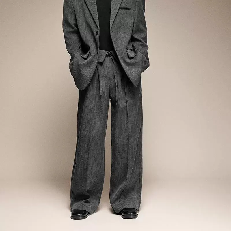 Pinstripe Wide-Leg Trousers