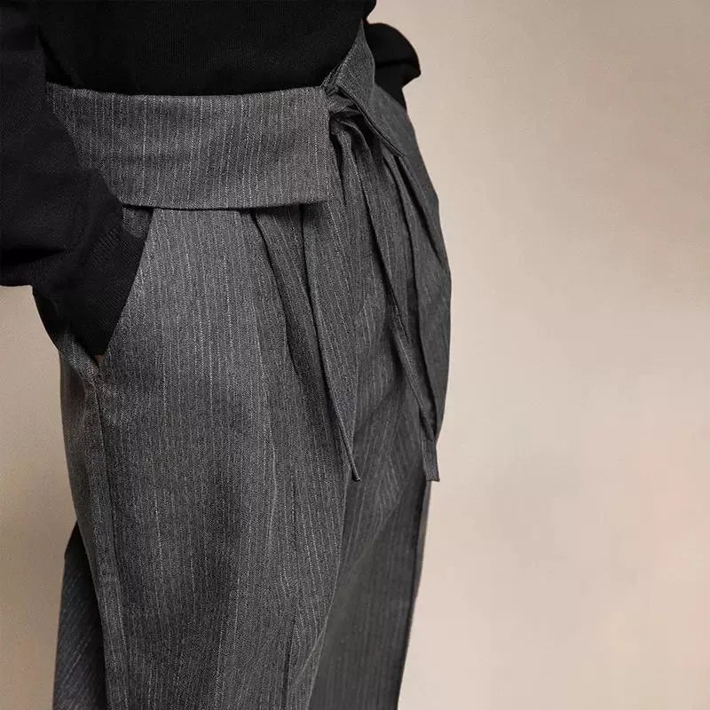 Pinstripe Wide-Leg Trousers