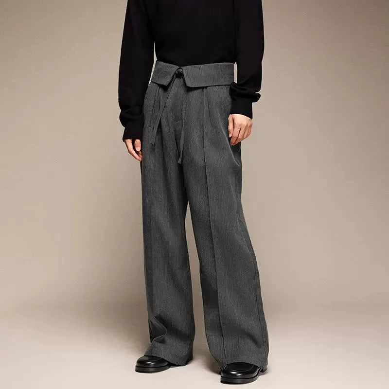 Pinstripe Wide-Leg Trousers