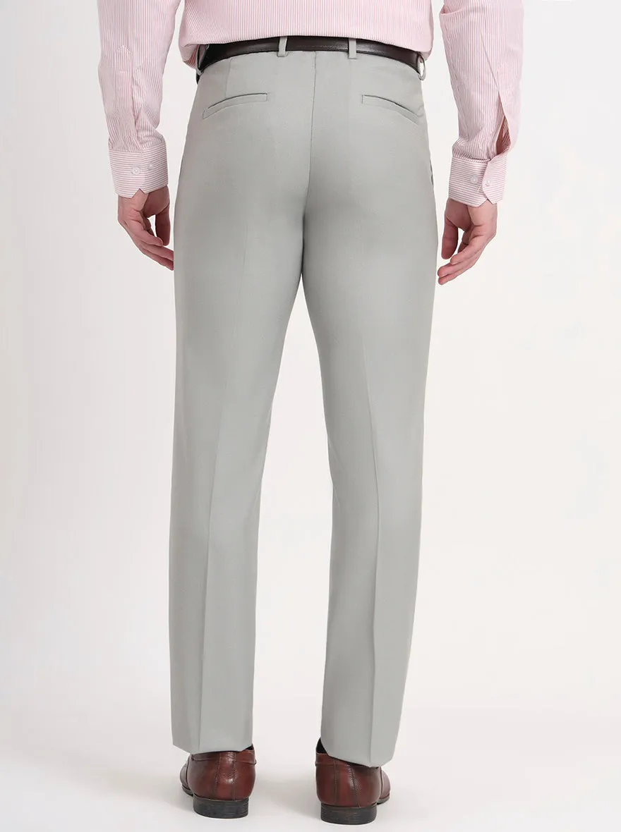 Pista Grey Solid Slim Fit Formal Trouser | Greenfibre