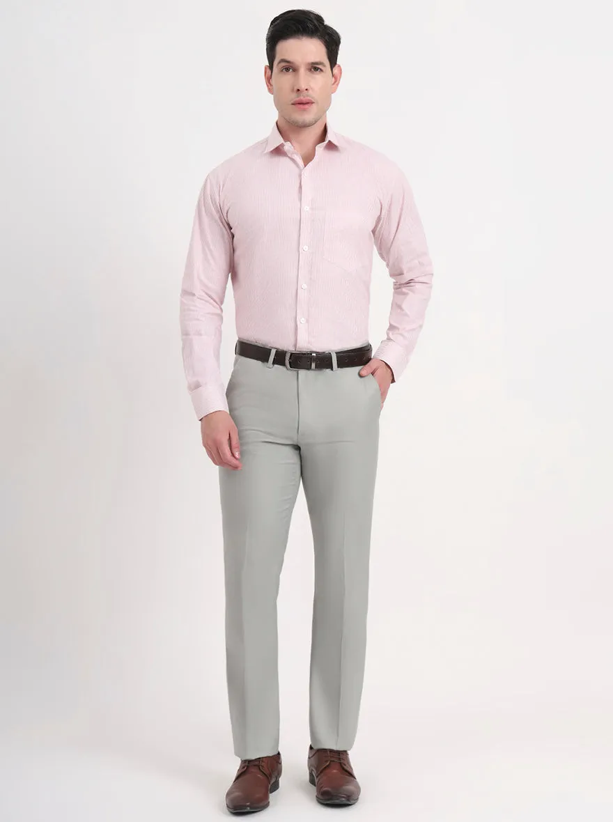 Pista Grey Solid Slim Fit Formal Trouser | Greenfibre