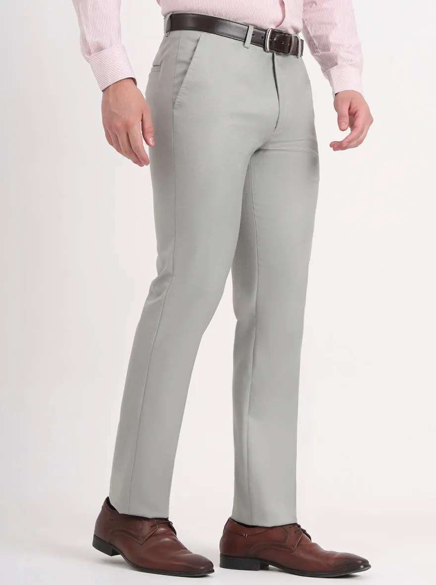 Pista Grey Solid Slim Fit Formal Trouser | Greenfibre