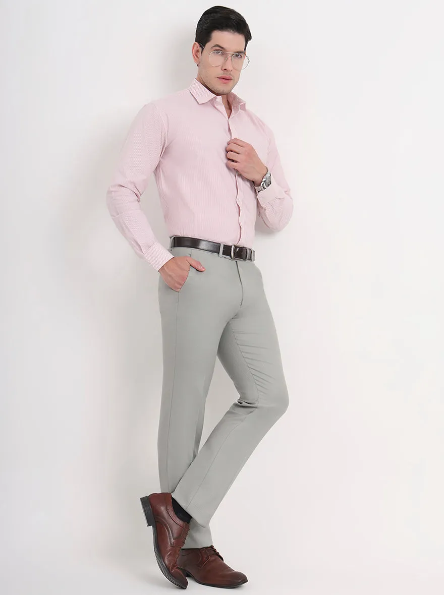 Pista Grey Solid Slim Fit Formal Trouser | Greenfibre