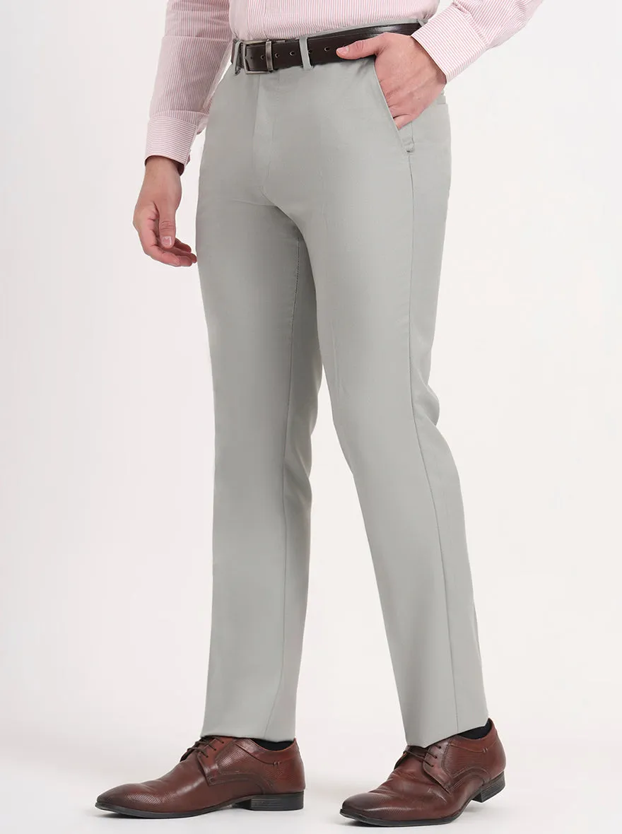 Pista Grey Solid Slim Fit Formal Trouser | Greenfibre