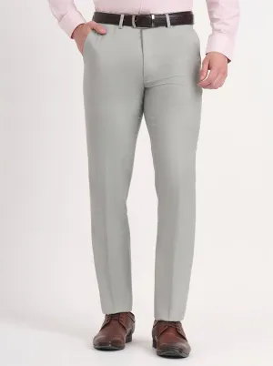 Pista Grey Solid Slim Fit Formal Trouser | Greenfibre
