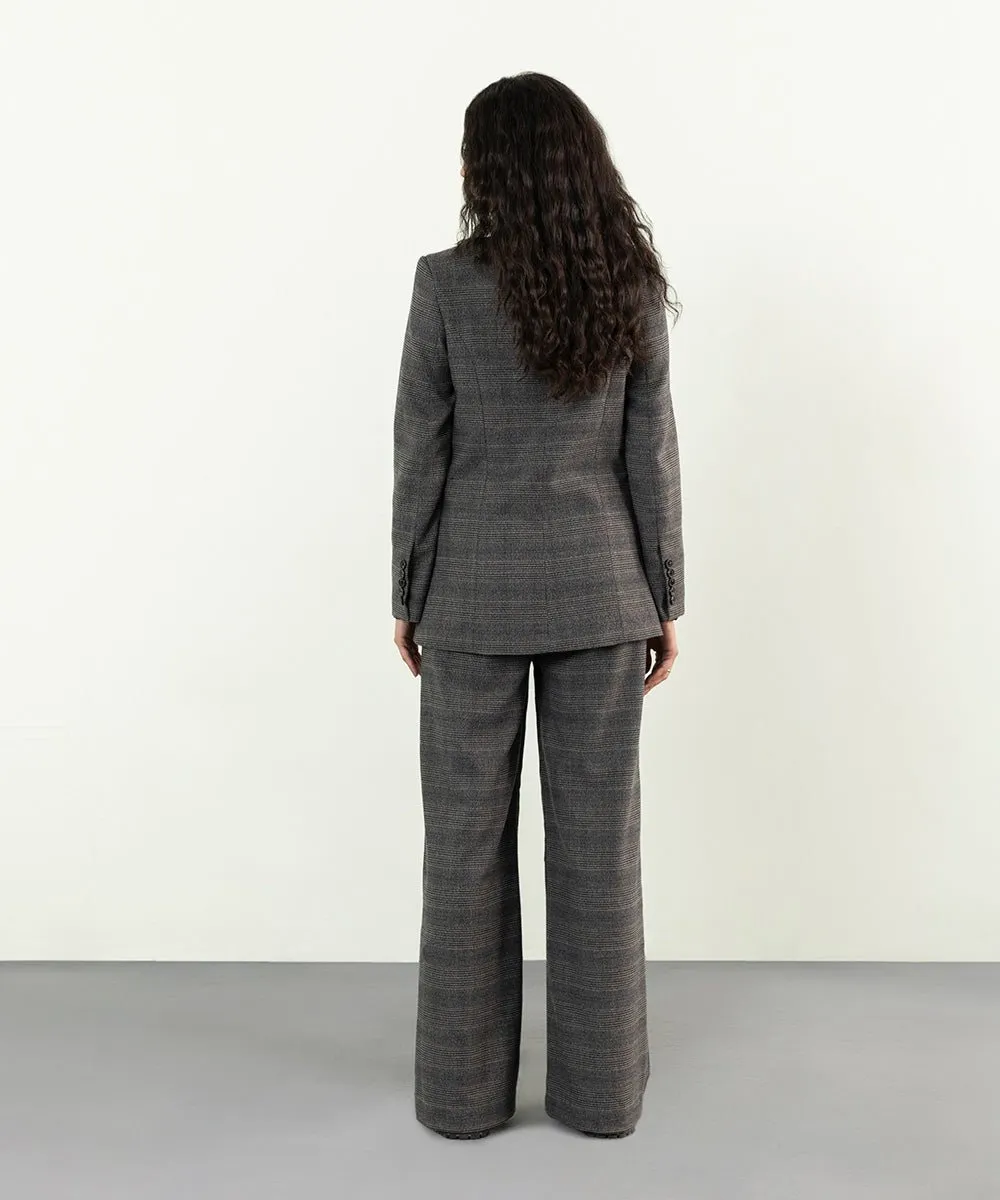 Plaid Double Breasted Blazer