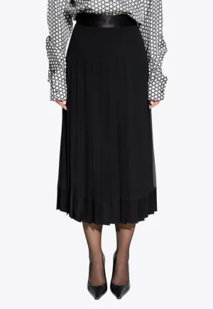 Pleated Silk Midi Skirt