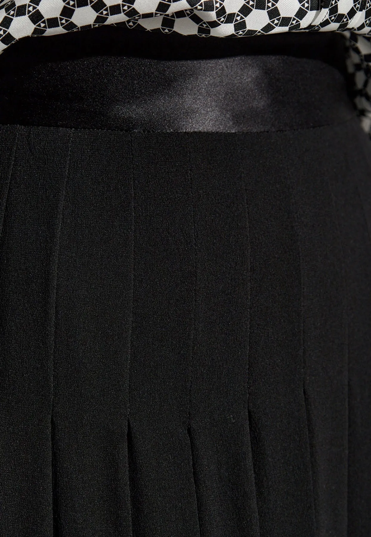 Pleated Silk Midi Skirt