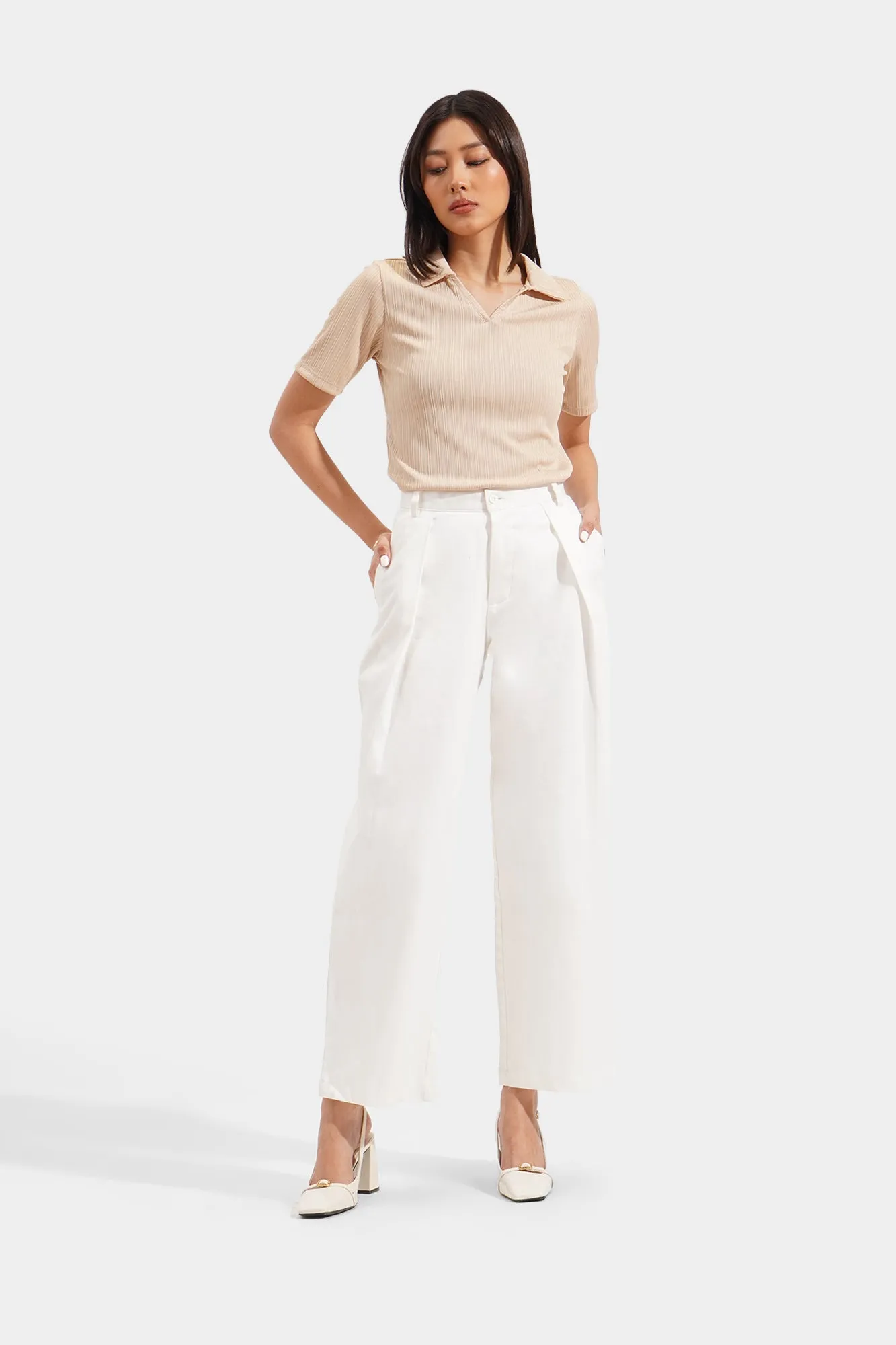 Pleated Wide Leg Trousers