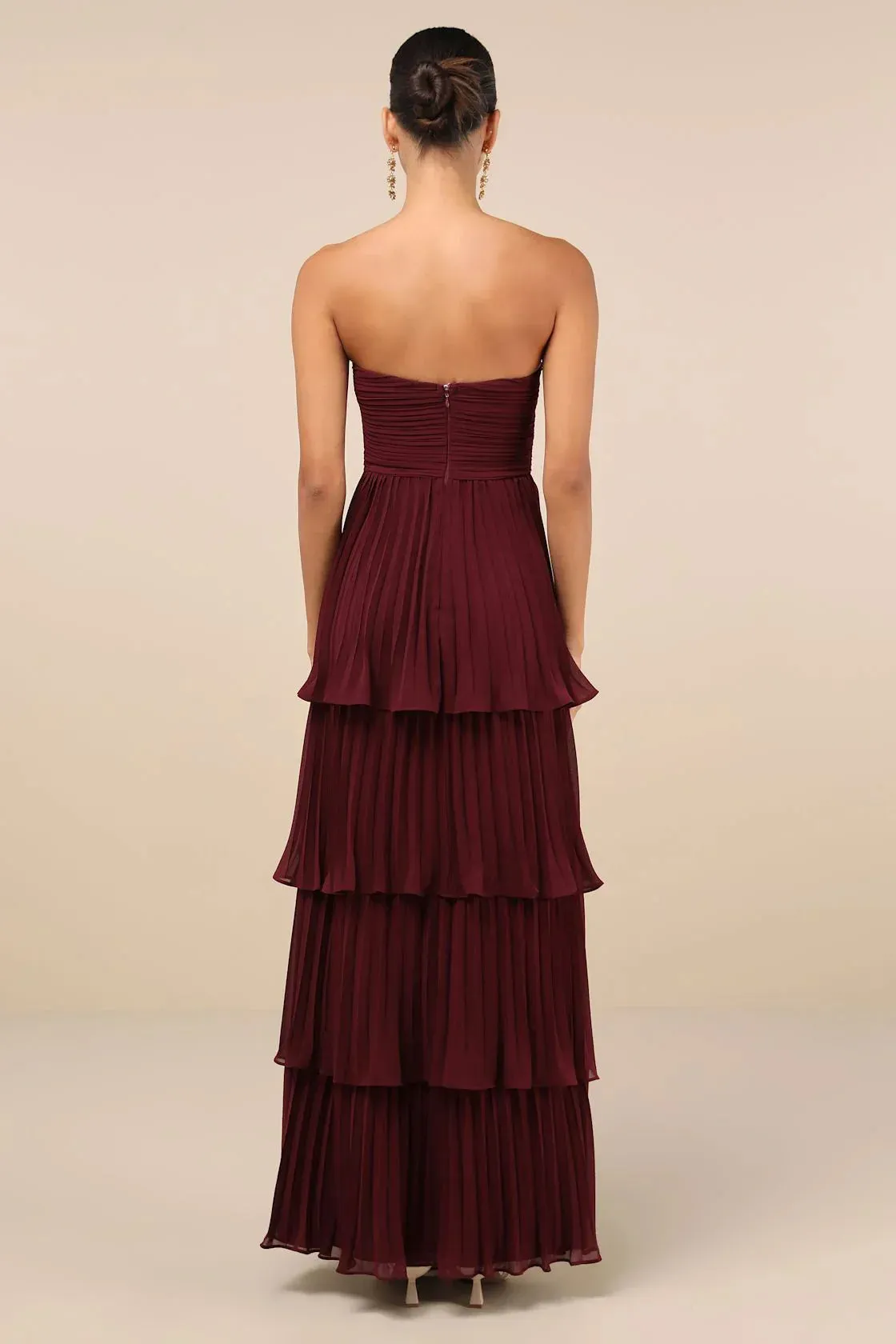 Plum Majesty Strapless Tiered Maxi Dress