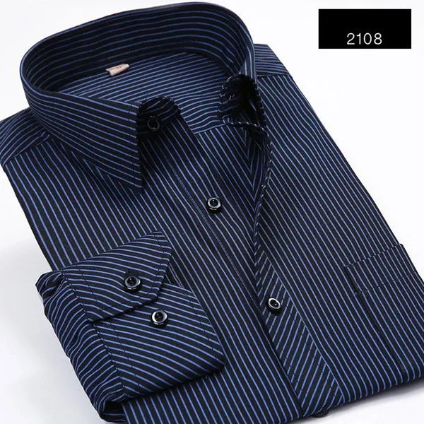 Plus 5XL 6XL Autumn Men Striped Dress Shirts Formal Fashion Long Sleeve Business Men Casual Shirts Regular Fit