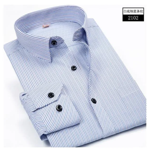 Plus 5XL 6XL Autumn Men Striped Dress Shirts Formal Fashion Long Sleeve Business Men Casual Shirts Regular Fit