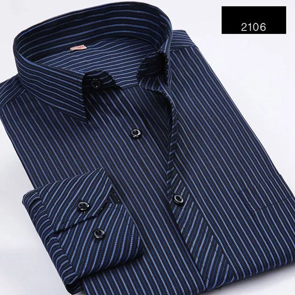 Plus 5XL 6XL Autumn Men Striped Dress Shirts Formal Fashion Long Sleeve Business Men Casual Shirts Regular Fit