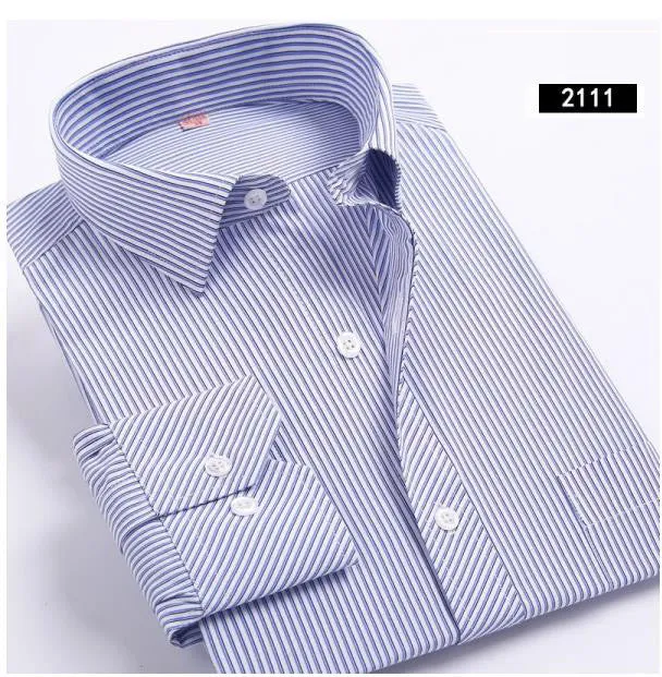 Plus 5XL 6XL Autumn Men Striped Dress Shirts Formal Fashion Long Sleeve Business Men Casual Shirts Regular Fit